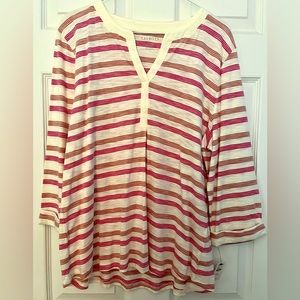 Talbots NWT ivory, pink and mauve striped top Petite XLarge